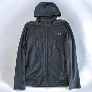 Under Armour Black Quilted-Front Hooded Performance Jacket